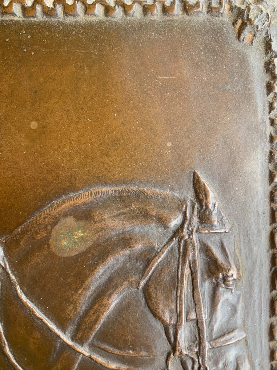 Bas Relief Bronze Cavalier époque 1920-photo-2